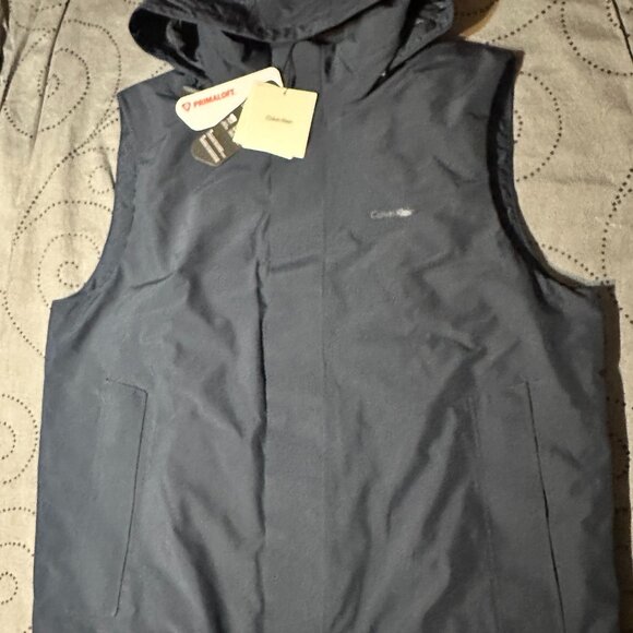 CALVIN KLEIN PACKABLE DARK SAPPHIRE DEEP BLUE VEST HOODIE JACKET SIZE M MEN $189 - Picture 1 of 8